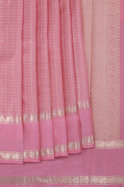 Image of South Silk Kattam Coral Pink Saree