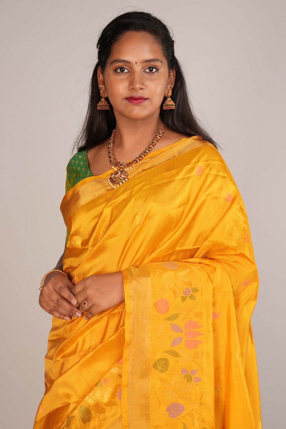 Image of Uppada Silk Yellow Saree