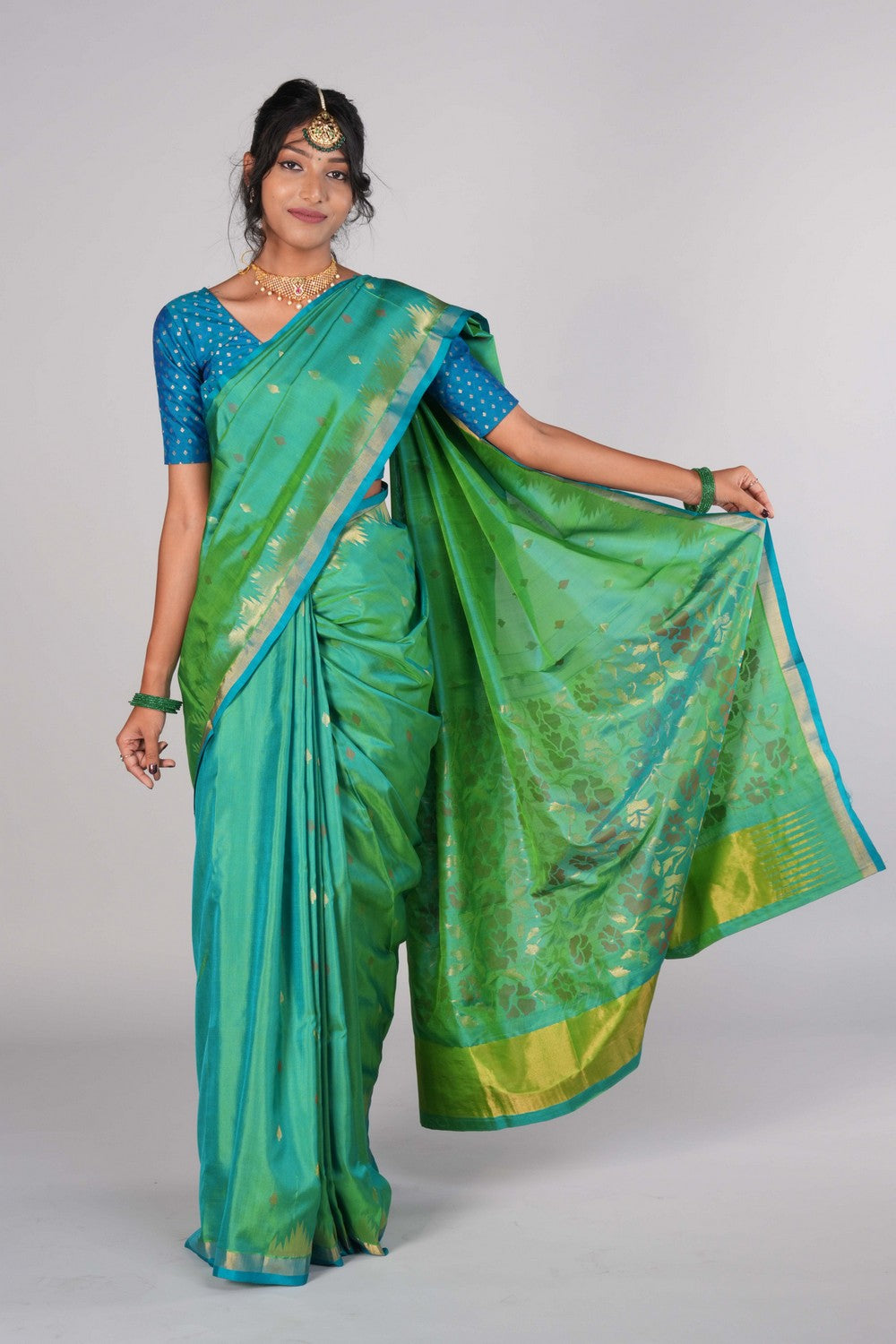 Image of Uppada Silk Sea Green Saree
