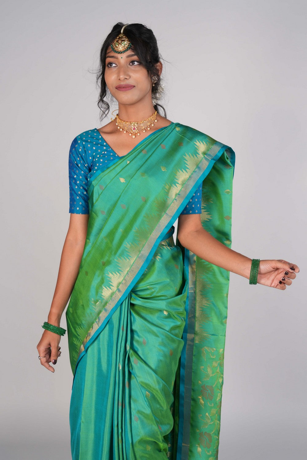 Image of Uppada Silk Sea Green Saree
