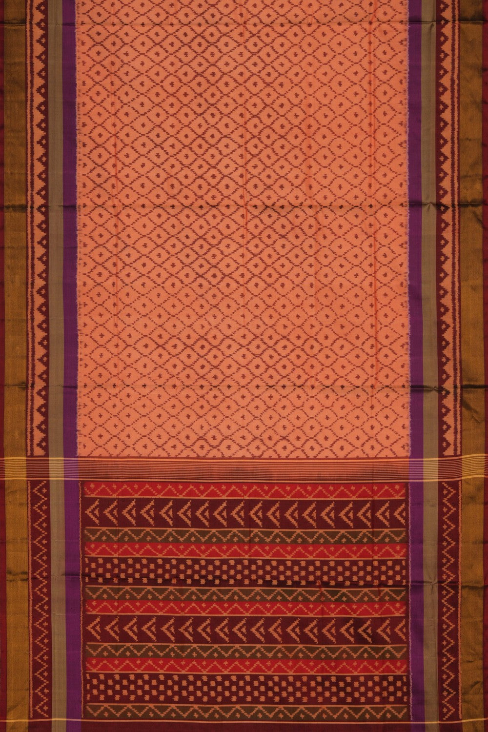 Image of Rajkot Patola Coral Peach Saree