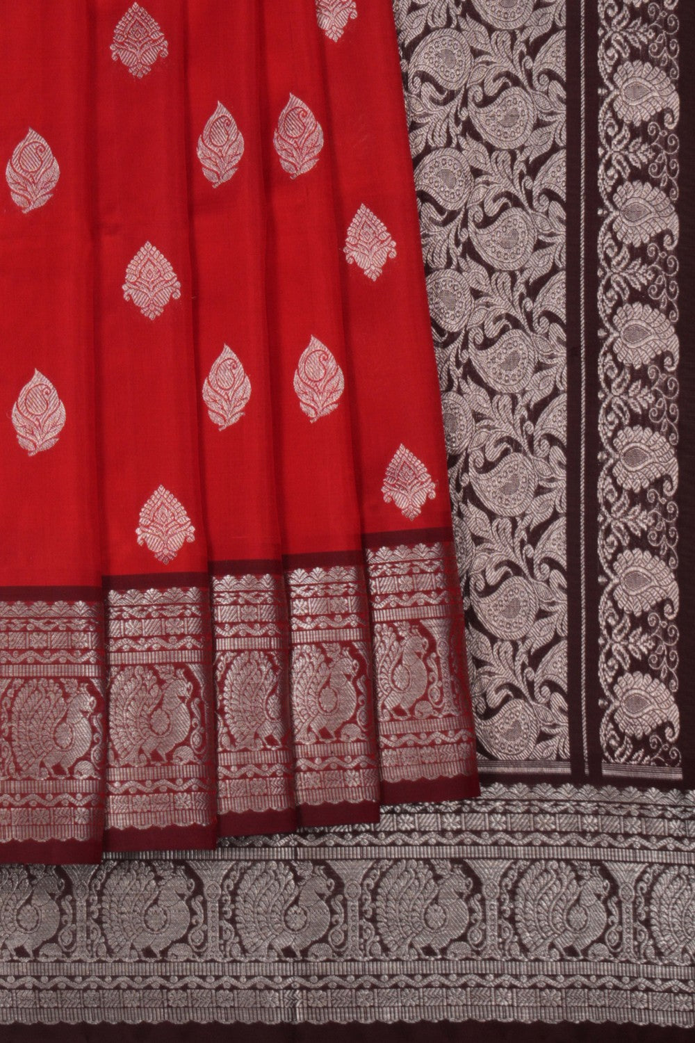 Image of Venkatagiri Silk Red Saree