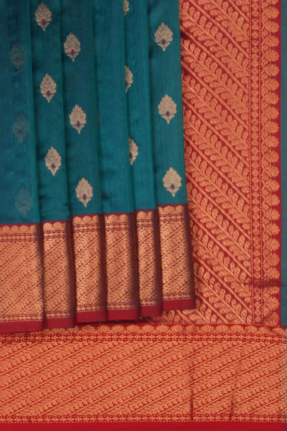 Image of Chanderi Teal Blue Saree
