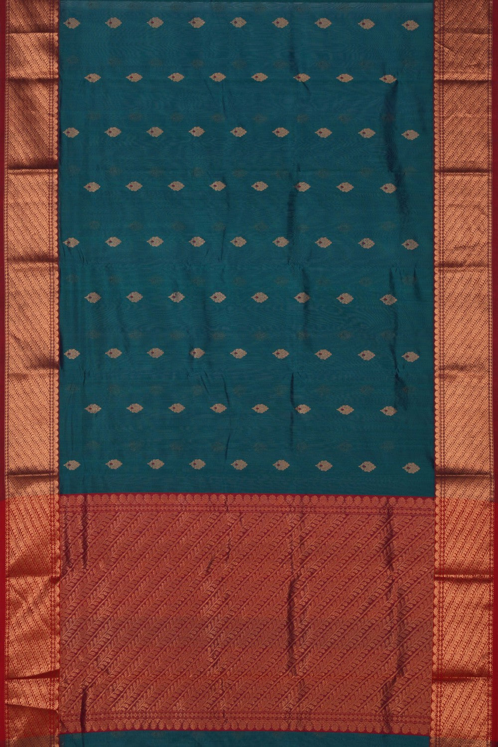 Image of Chanderi Teal Blue Saree