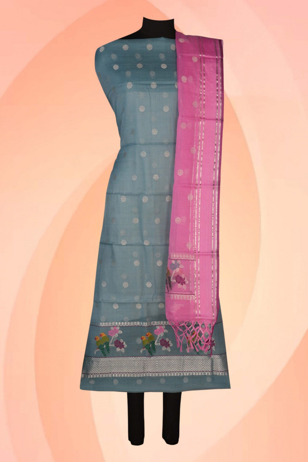 Image of Kota Doria Unstitched Suit (2 Pcs Set)