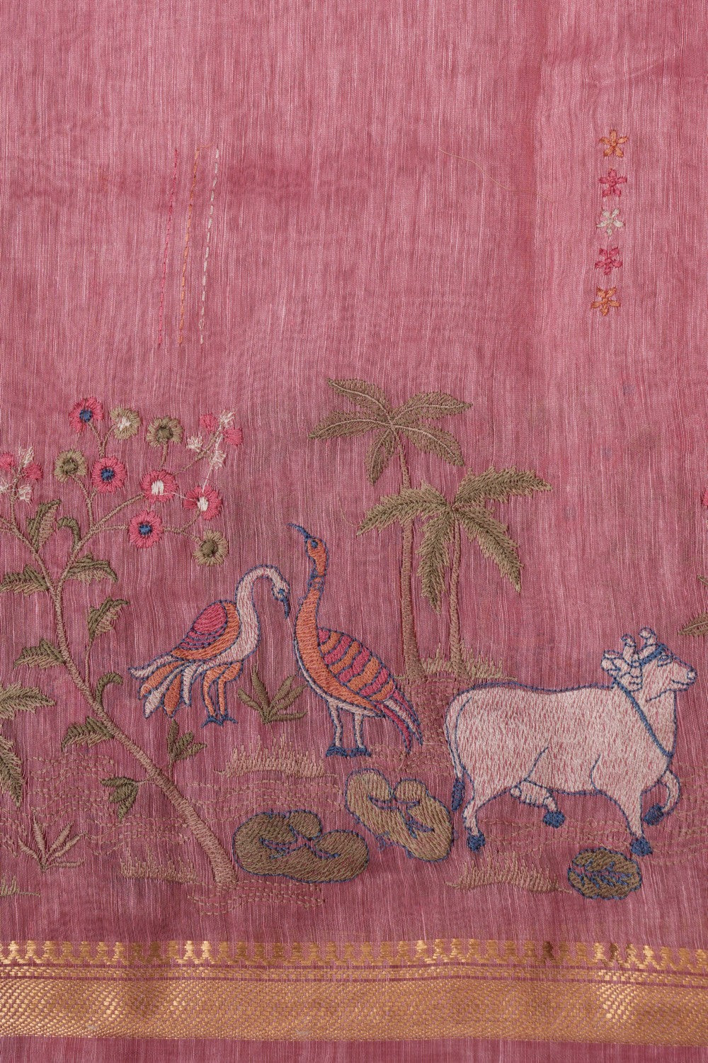 Linen Pink Saree