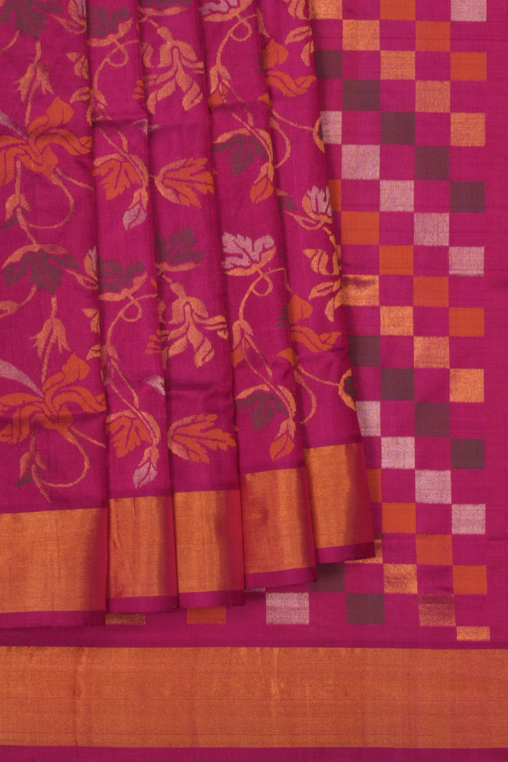 Image of Uppada Silk Magenta Pink Saree