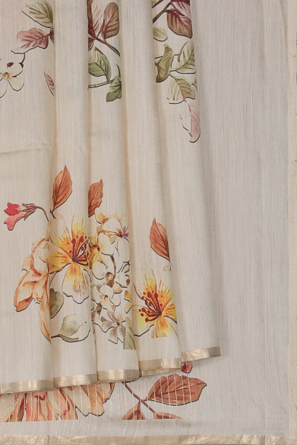 A Bhagalpuri Tussar saree with floral prints