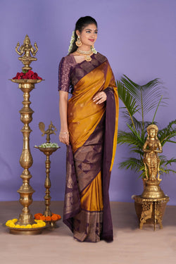 Image of Mustard South Silk Saree