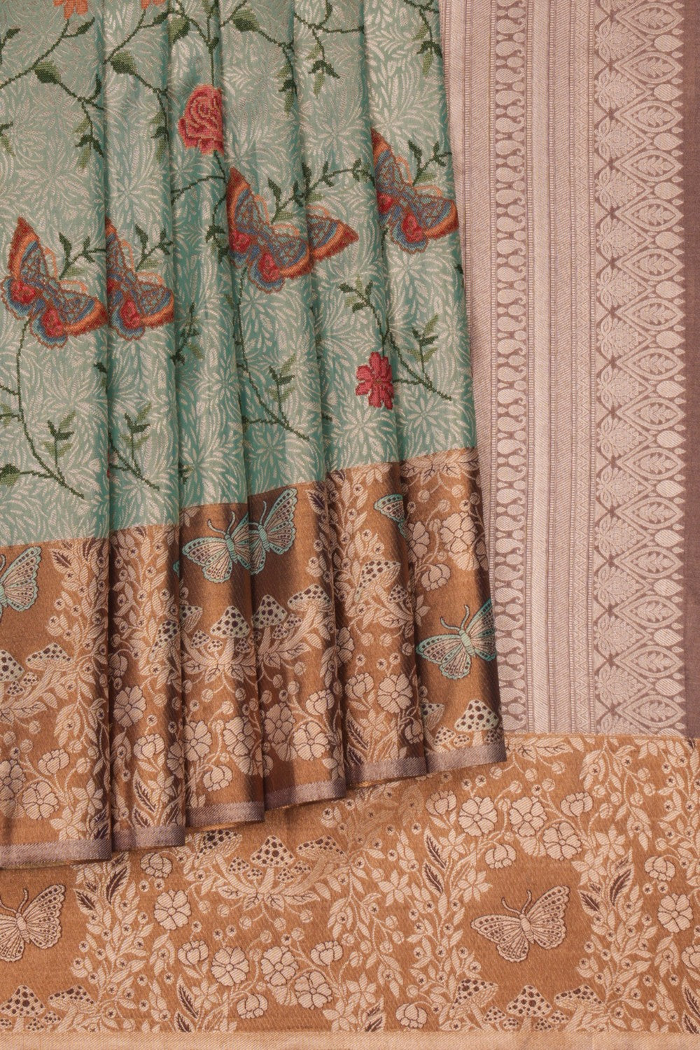 Image of A Beautiful Tissue Brocade Embroidery Saree