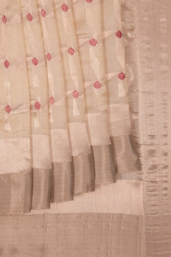 Image of Chanderi White Saree