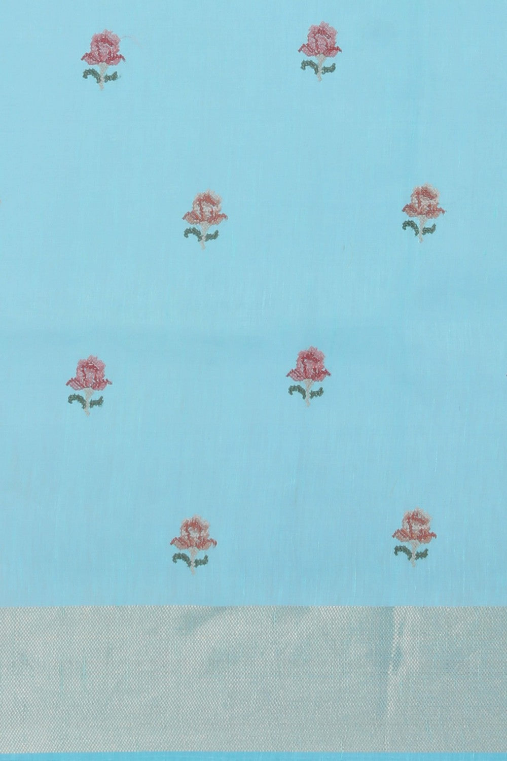 Image of Linen Aqua Blue Saree