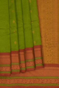Image of Gadwal Cotton Silk Green Saree