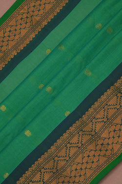 Image of Gadwal Cotton Silk Green Saree