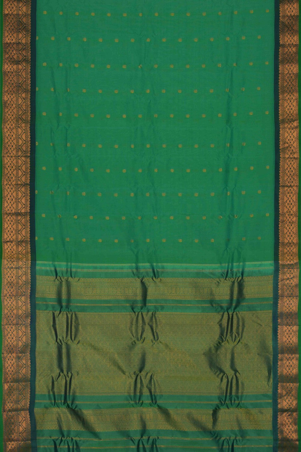 Gadwal Cotton Silk Green Saree