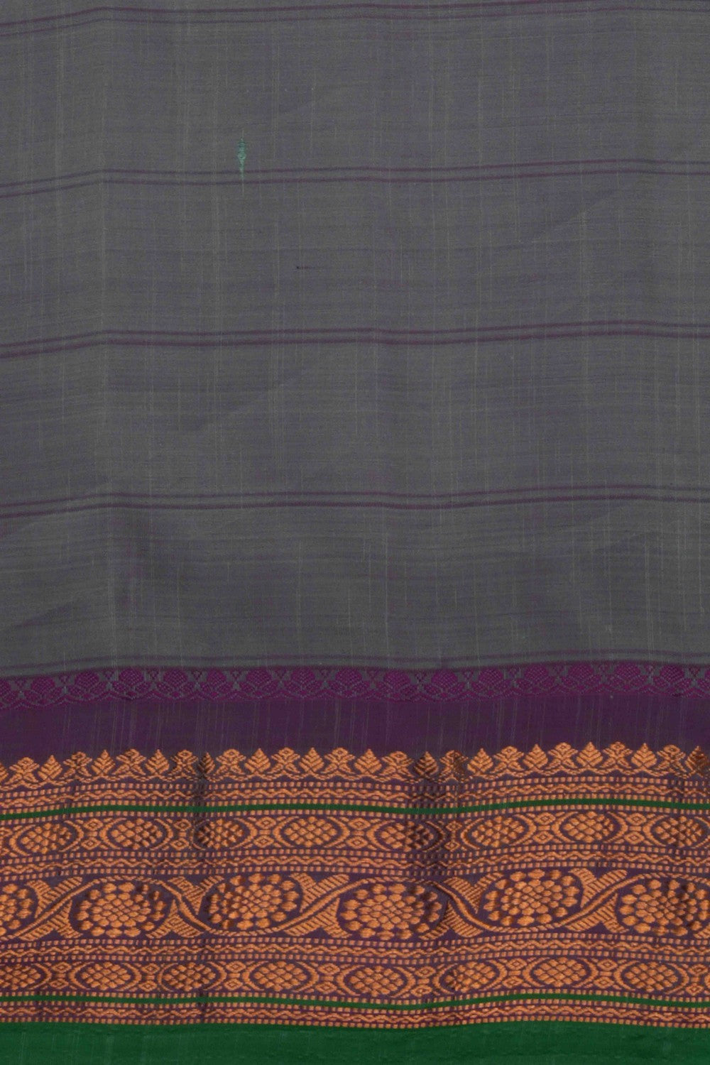 Image of Gadwal Cotton Silk Kattam Green Saree