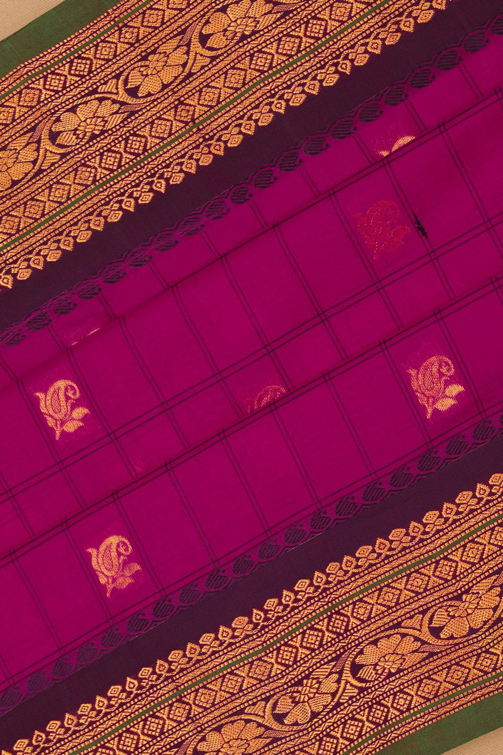 Gadwal Cotton Silk Kattam Pink Saree