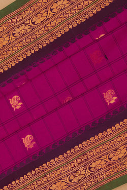 Image of Gadwal Cotton Silk Kattam Pink Saree