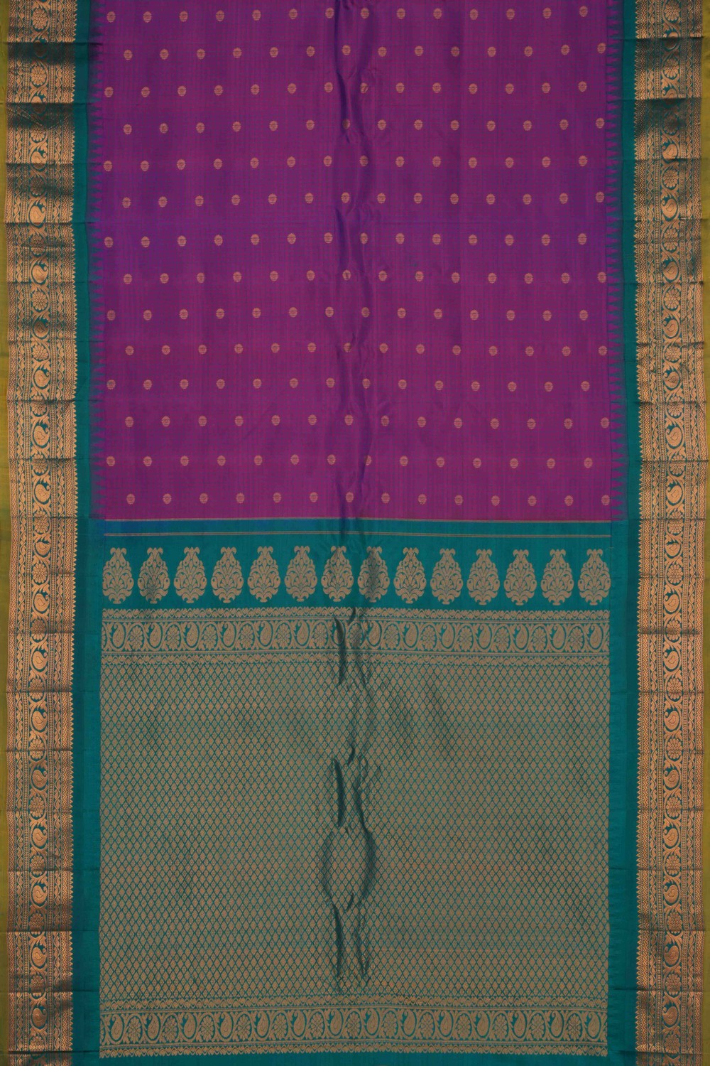 Image of Gadwal Silk Kattam Purple Saree