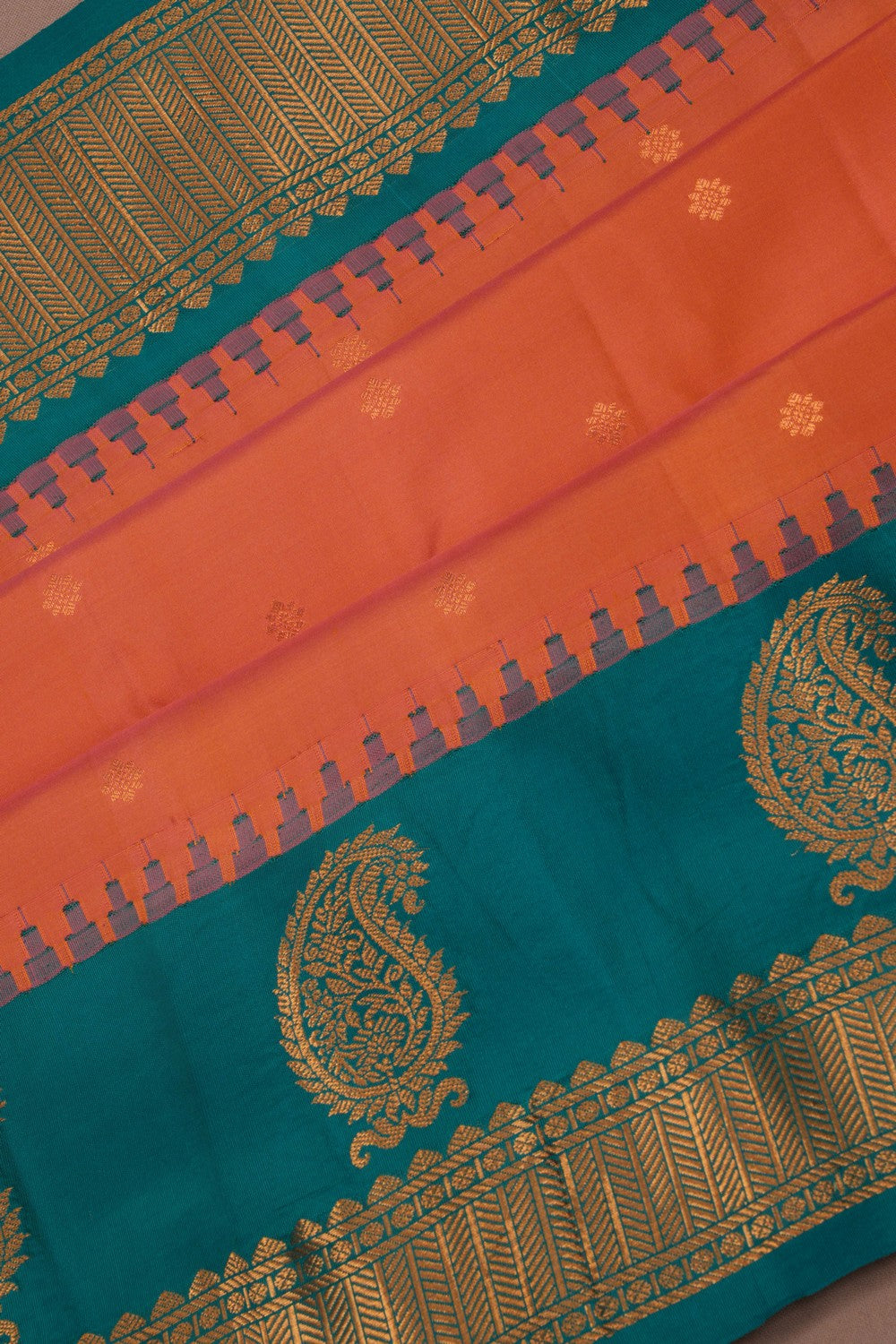 Image of Gadwal Peach Saree