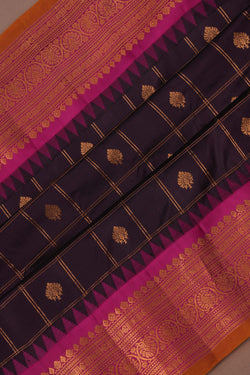 Image of Gadwal Silk Kattam Violet Saree