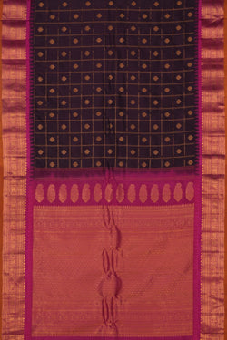 Image of Gadwal Silk Kattam Violet Saree