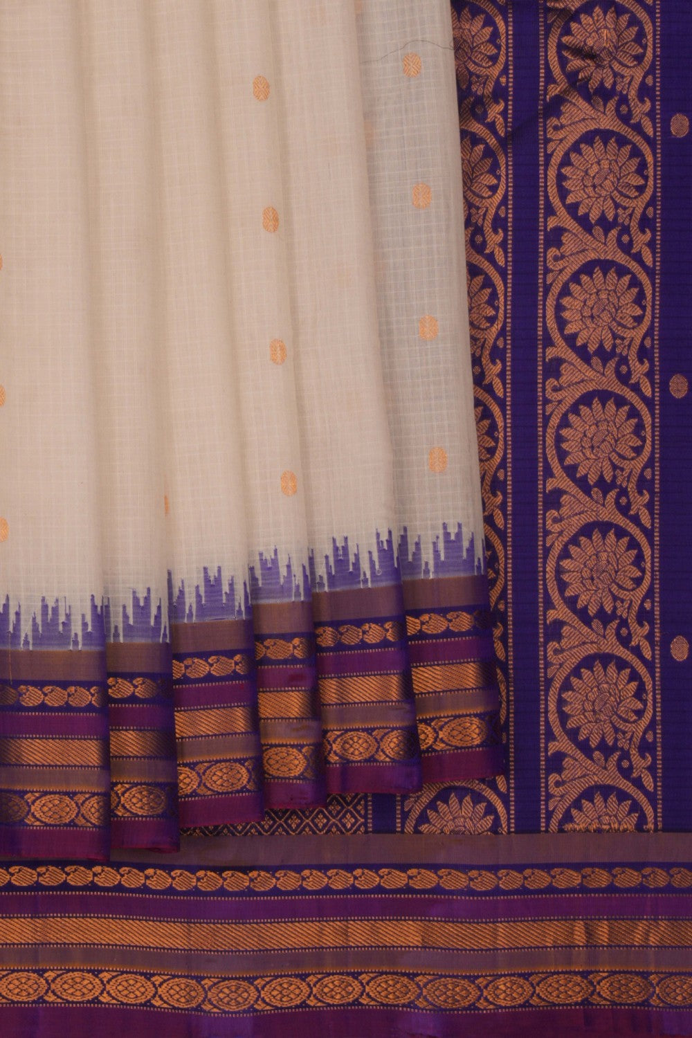 Image of Gadwal Cotton Silk White Saree