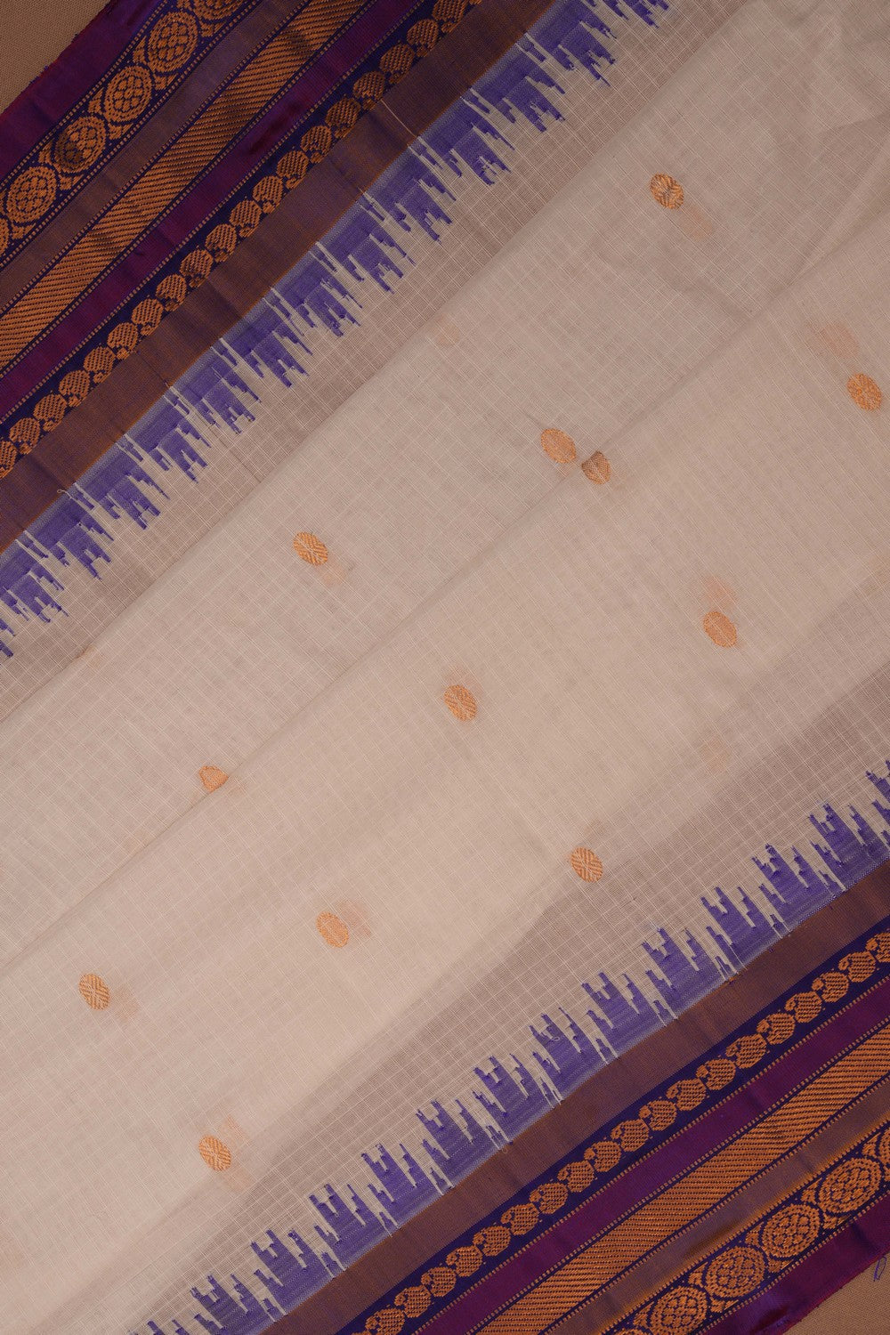 Image of Gadwal Cotton Silk White Saree