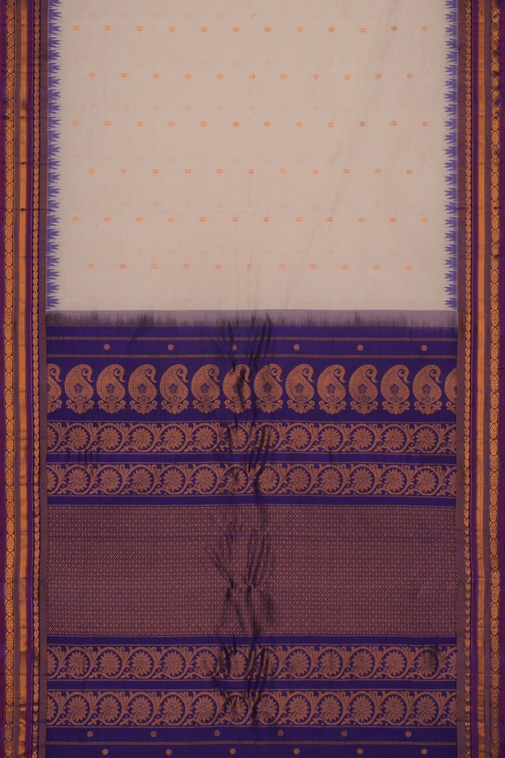 Image of Gadwal Cotton Silk White Saree