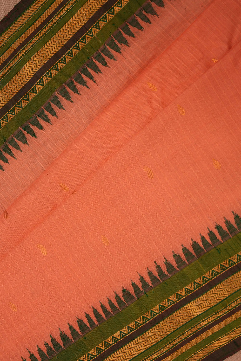 Image of Gadwal Cotton Silk Peach Saree