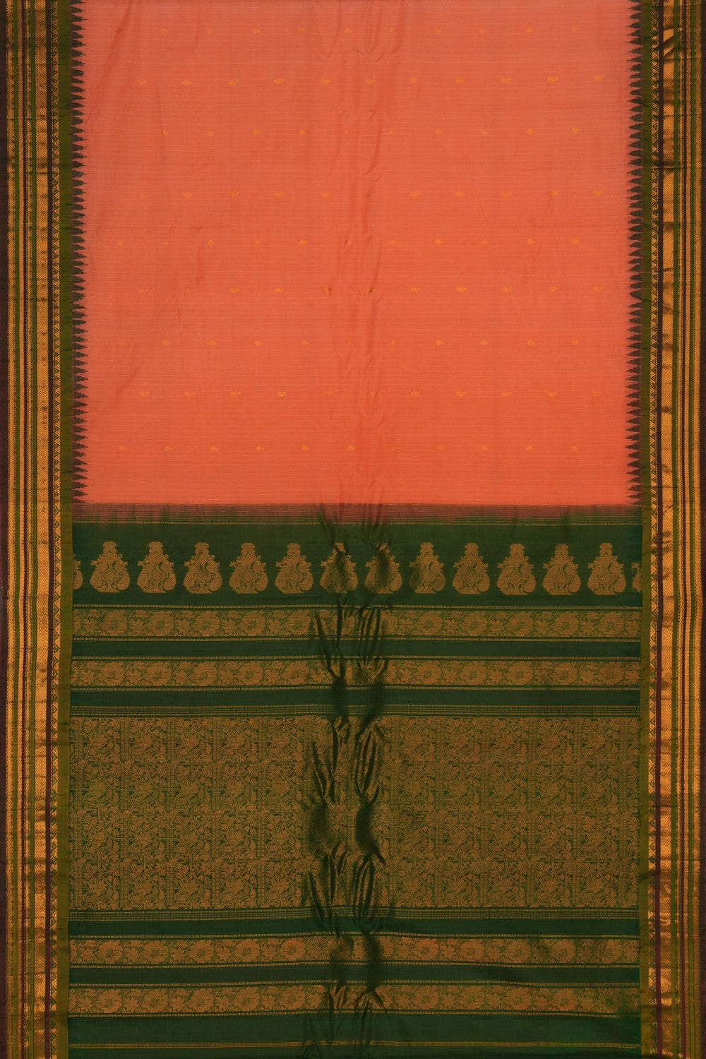 Image of Gadwal Cotton Silk Peach Saree