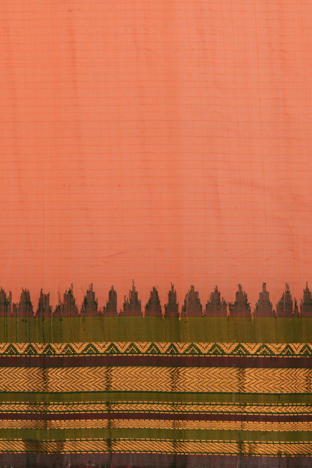 Image of Gadwal Cotton Silk Peach Saree