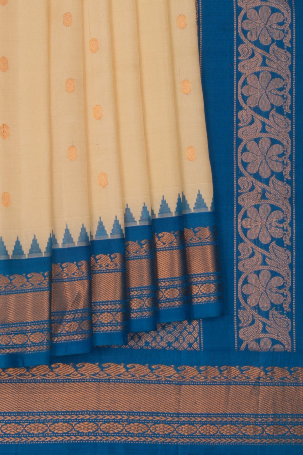 Image of Gadwal Silk Off White Saree