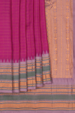 Image of Gadwal Silk Kattam Pink Saree