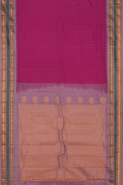 Image of Gadwal Silk Kattam Pink Saree