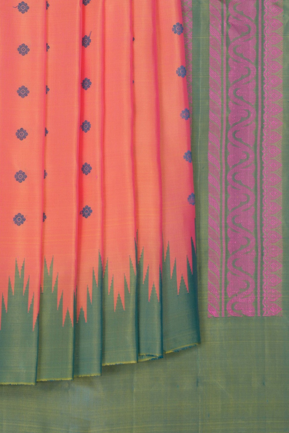 Image of Gadwal Silk Coral Pink Saree