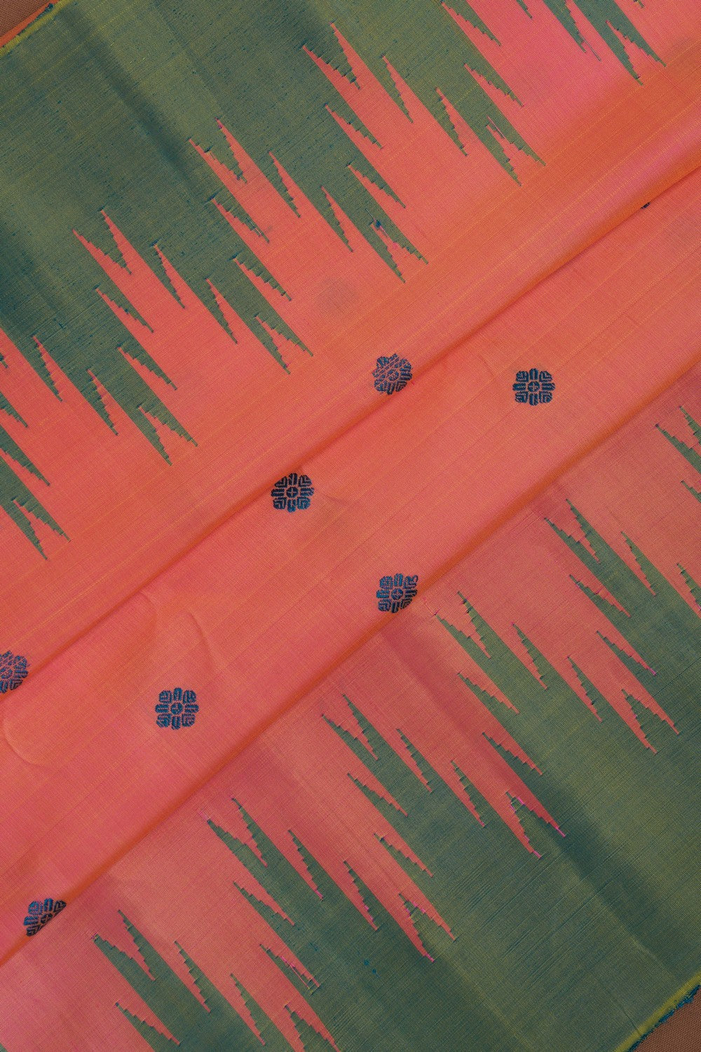 Image of Gadwal Silk Coral Pink Saree