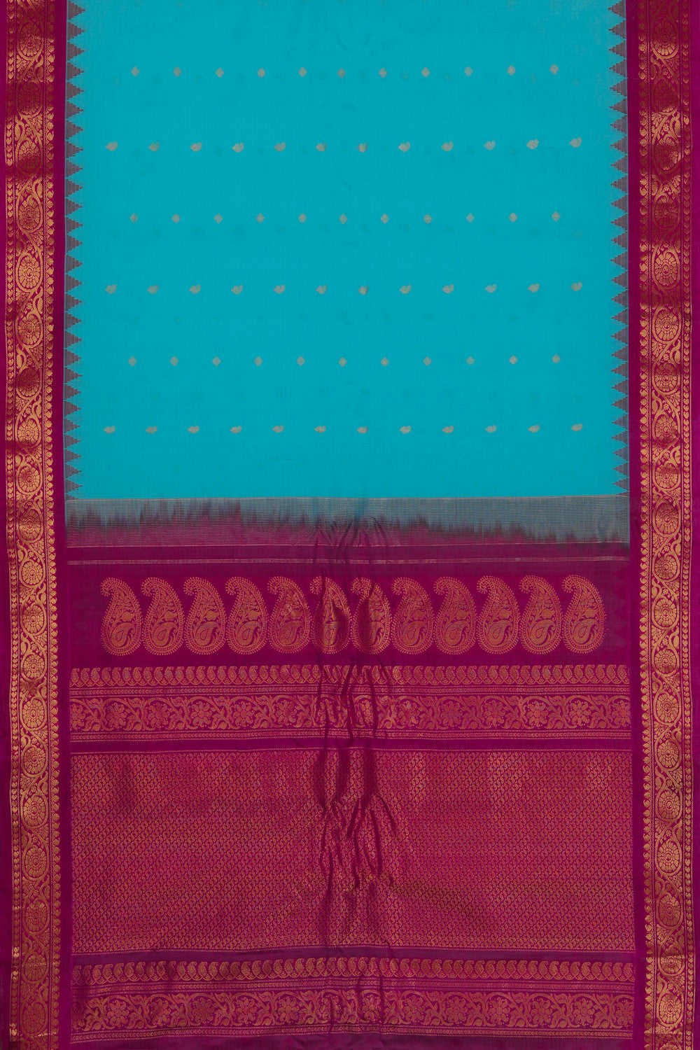 Gadwal Cotton Silk Sea Blue Saree