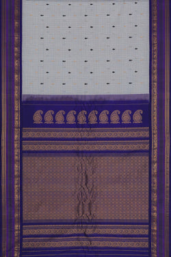 Image of Gadwal Cotton Silk Off-White Saree