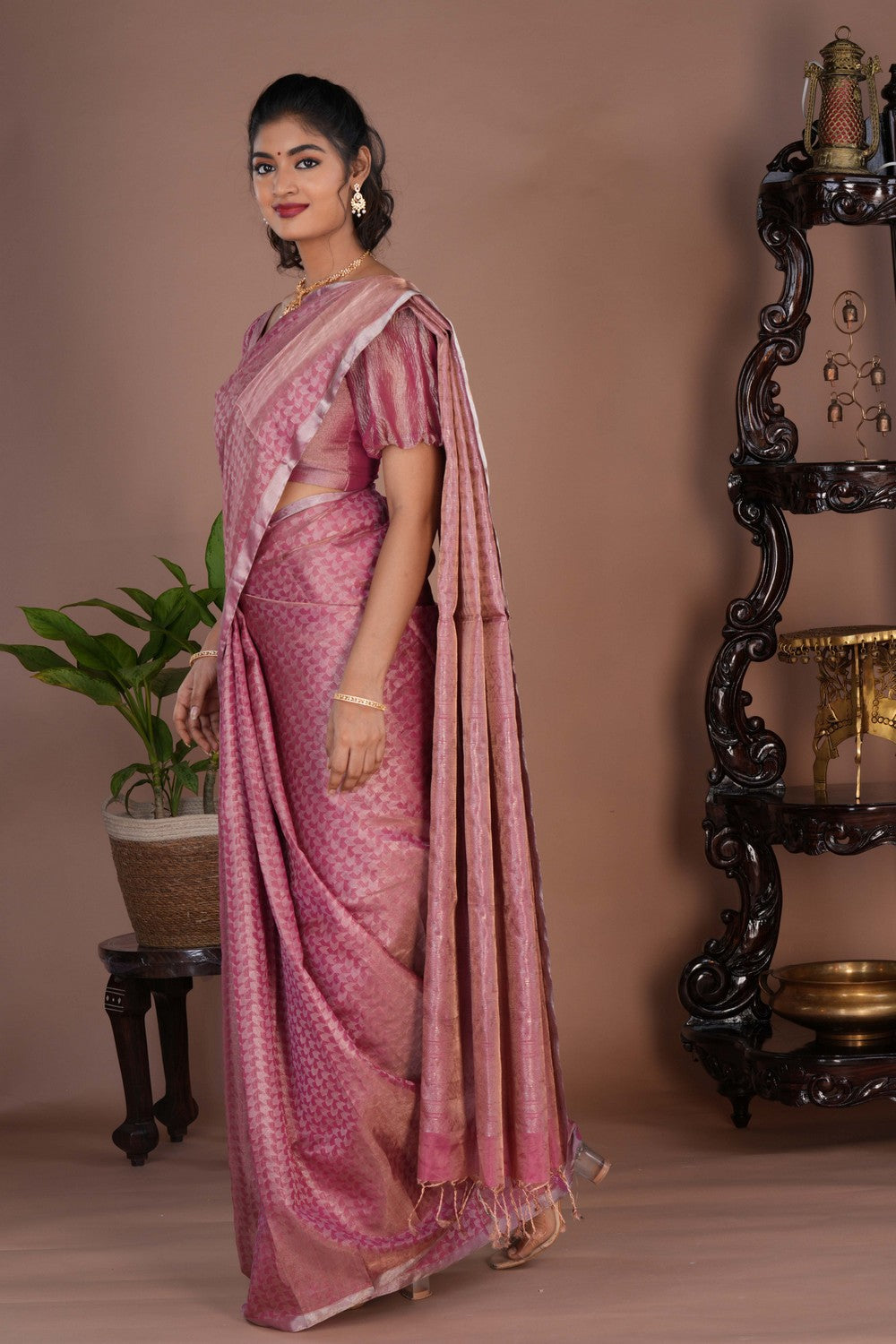Image of South Tissue Silk Pink Saree