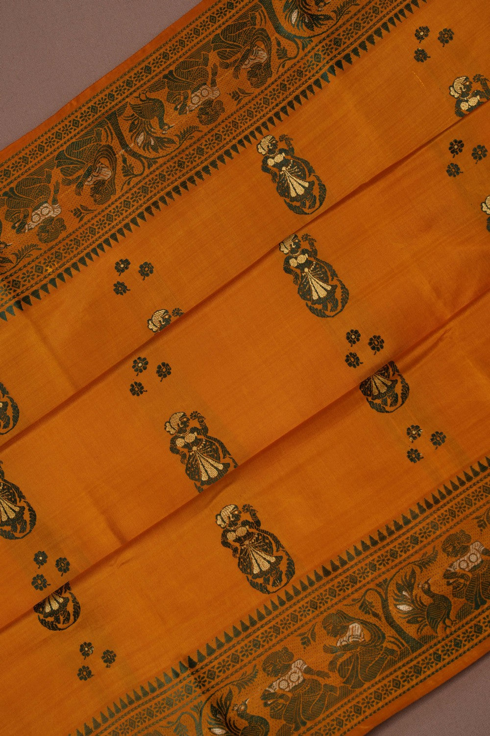 Image of Baluchari Silk Mustard Saree