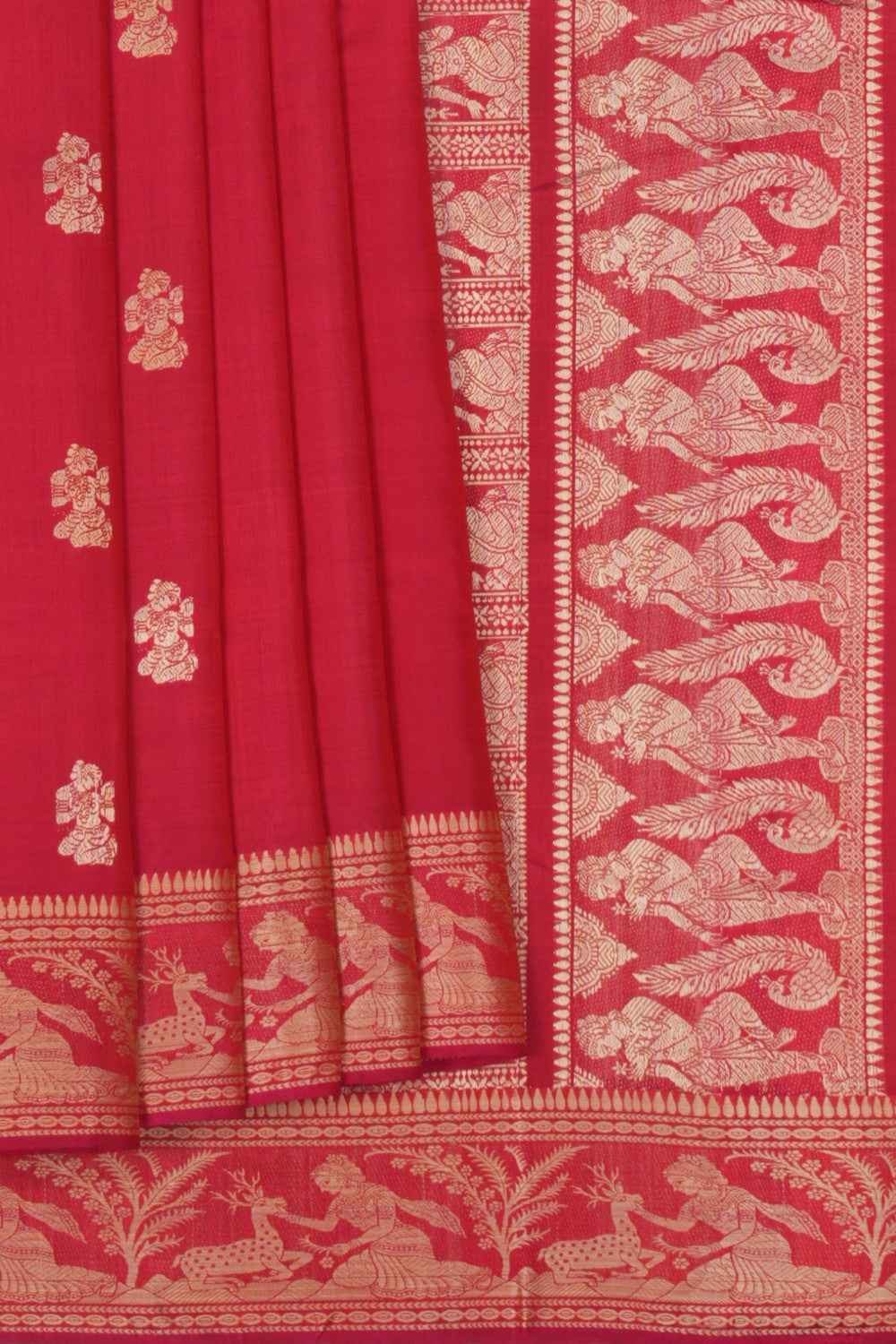 Image of Baluchari Silk Fuchsia Pink Saree