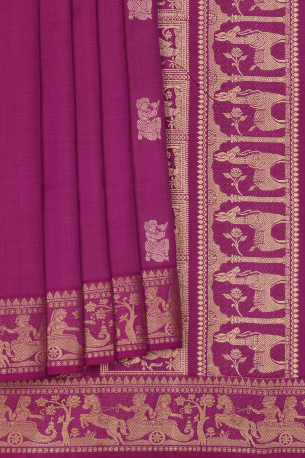 Image of Baluchari Silk Magenta Pink Saree