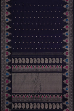 Image of Gadwal Silk Navy Blue Saree