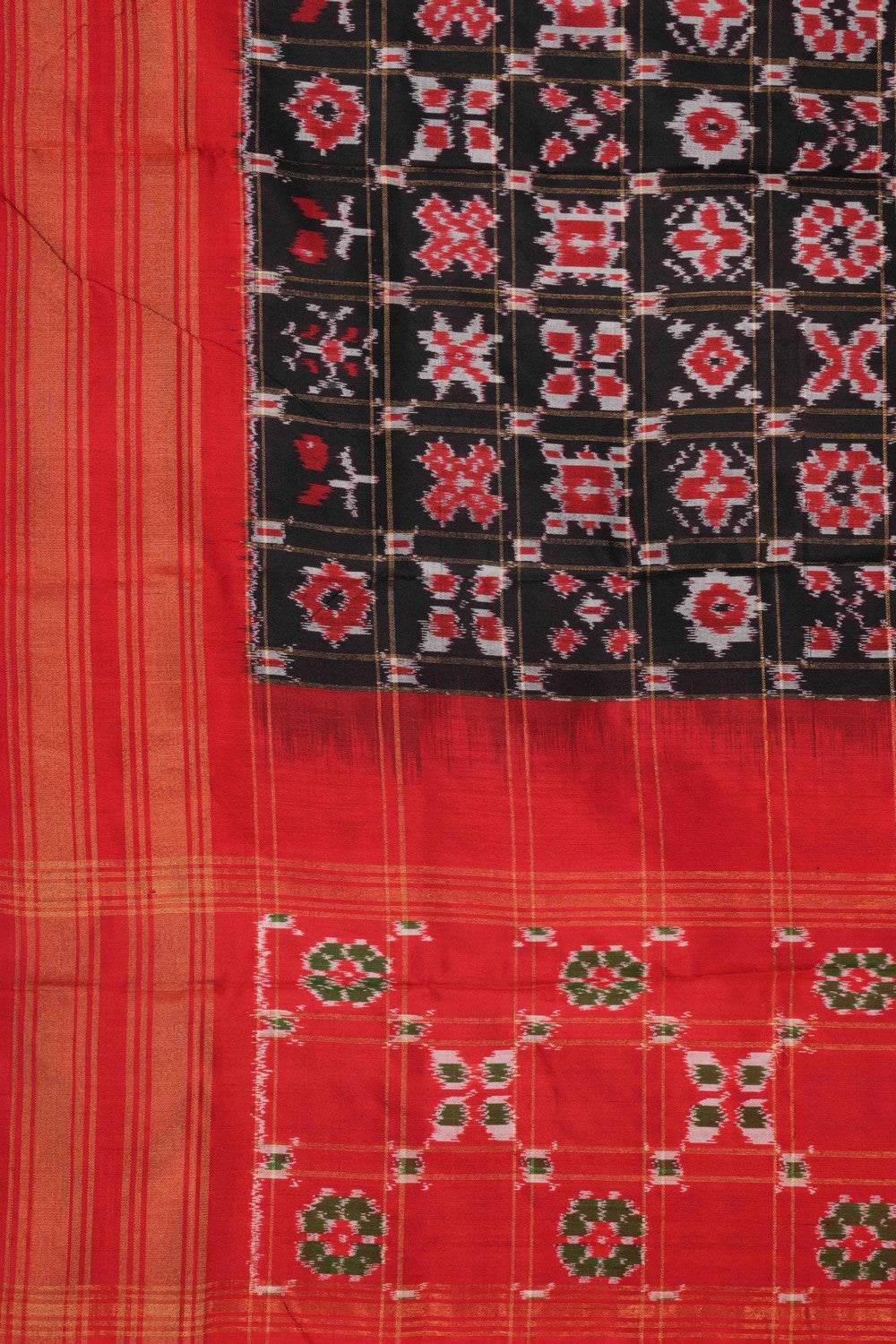 Image of Pochampally Ikat Silk Black Dupatta