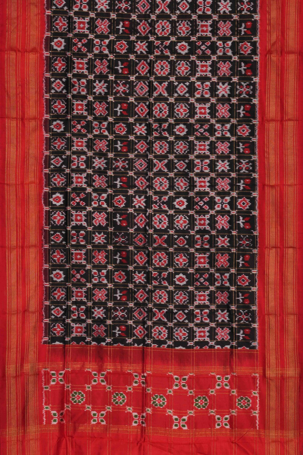 Image of Pochampally Ikat Silk Black Dupatta