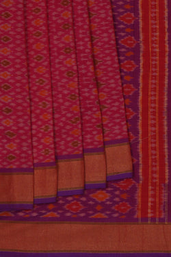 Image of Pochampally Ikat Pink Saree