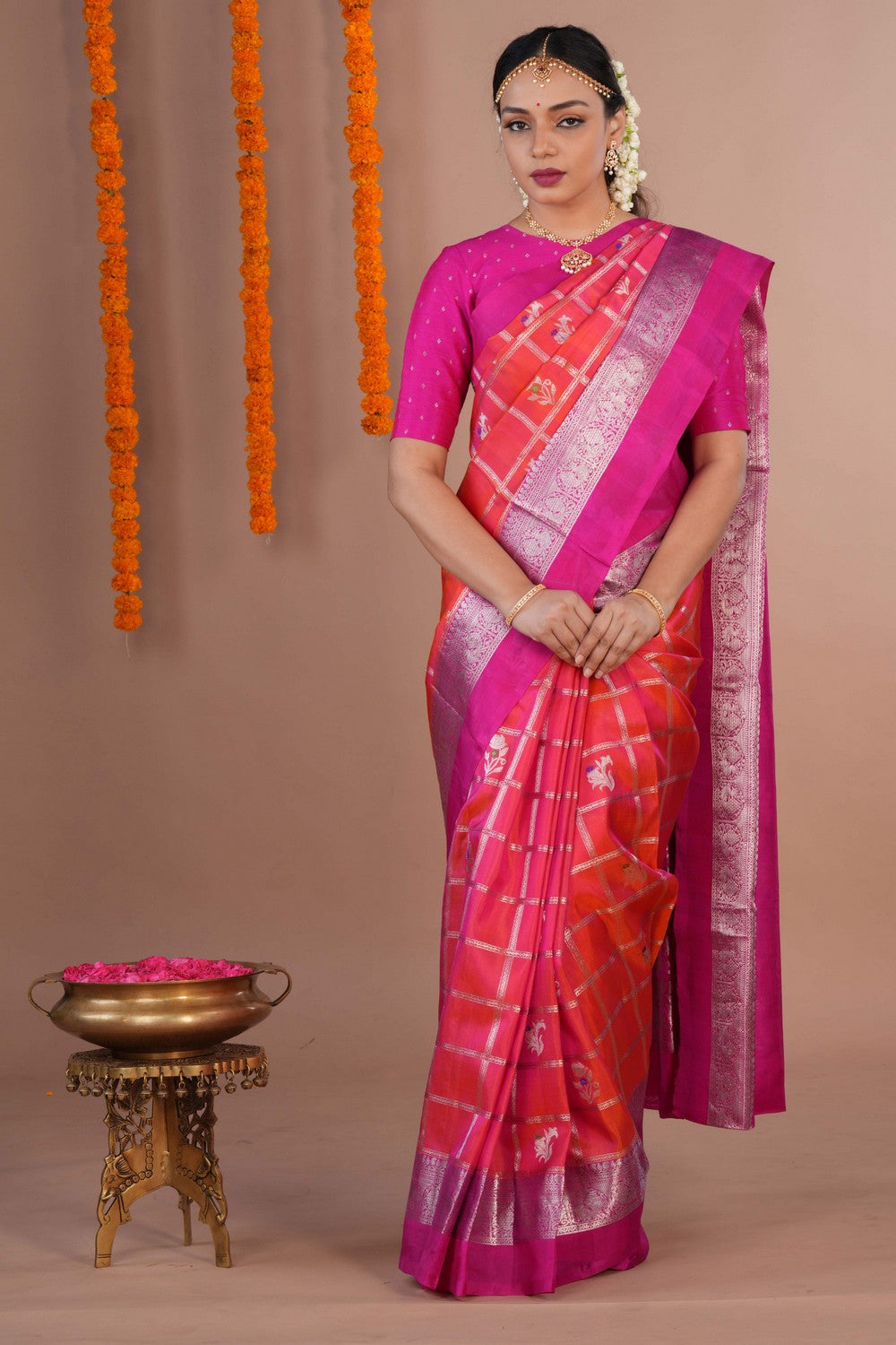Venkatagiri Silk Pink Saree