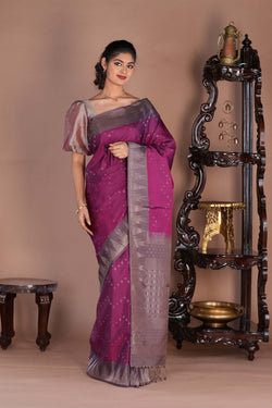Image of South Tissue Silk Magenta Pink Saree