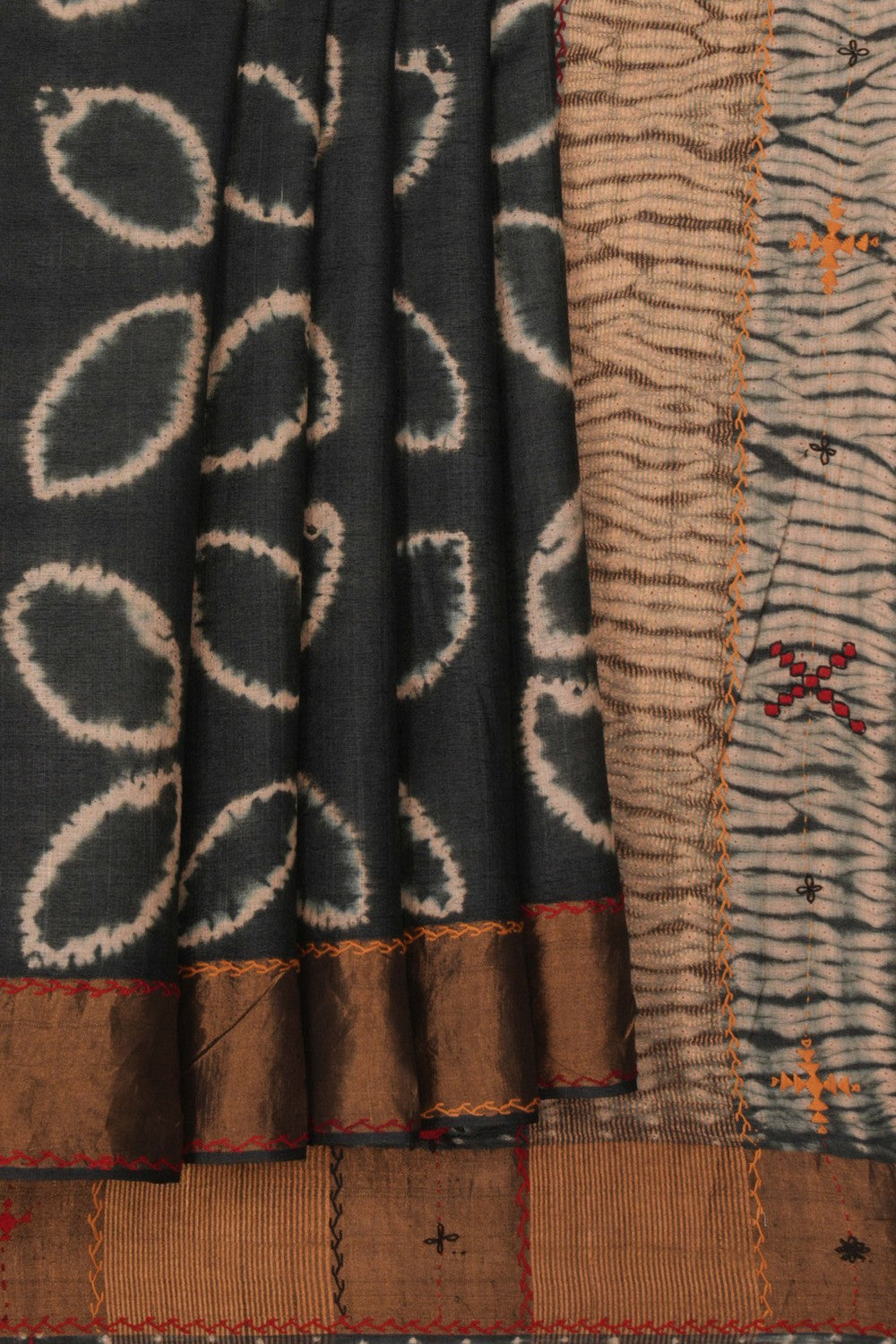Image of Tussar Silk Black Saree